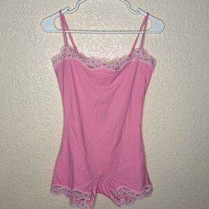 SKIMS Pink Lace Trim Chemise